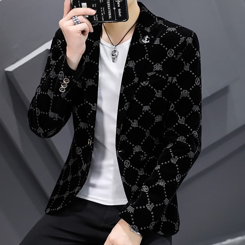 Cross-Border Casual Suit Jacket Korean Style Slim Fit Trendy Single-Breasted Camouflage Suit Spring and Autumn New Men's Suit