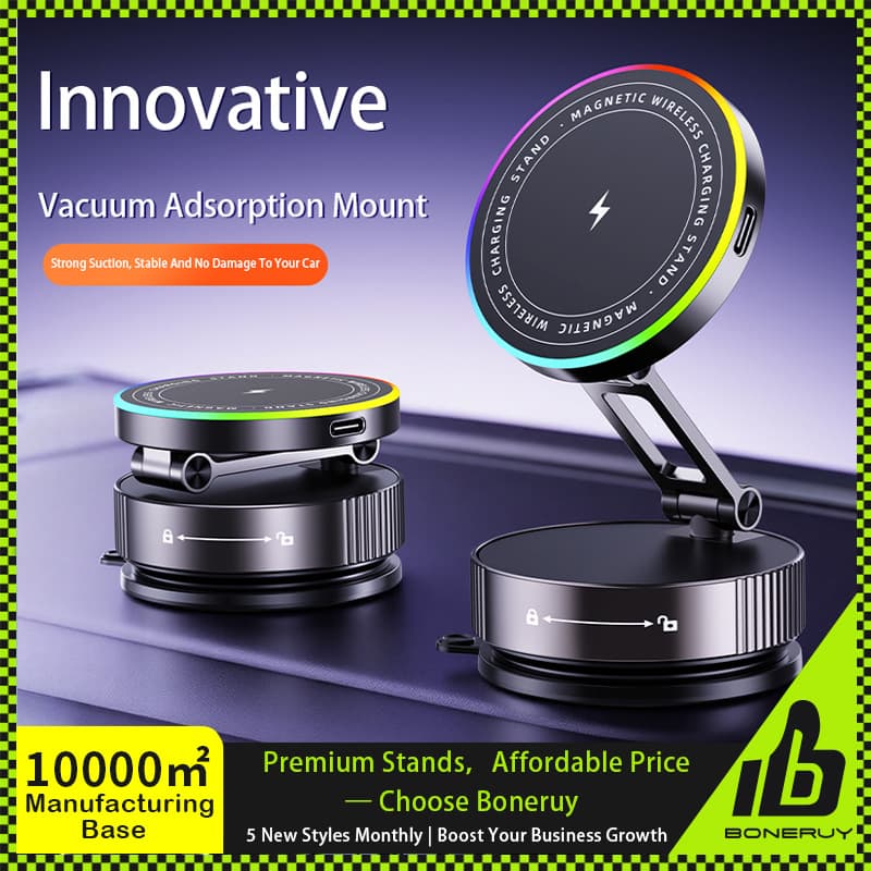 Boneruy Magnetic Car Phone Holder with Wireless 15W Charging