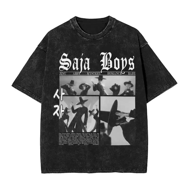 Saja Boys Kpop Demon Hunters Vintage Style T-Shirts for Men