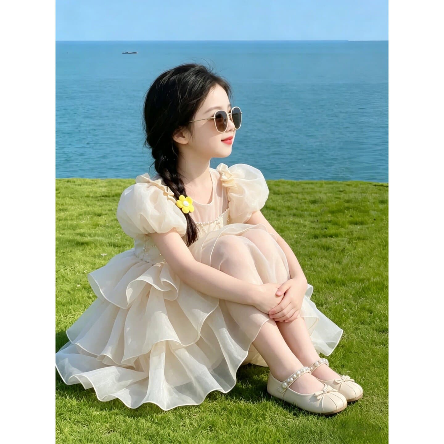 Beautiful Princess Dress for Little Girls, Everyday Wear, Rich Girl Style Children's Summer Cake Dress