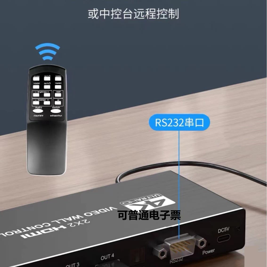 4KX2K 2X2 HDMI High-Definition Video Wall Processor 1-in-4-Out Supports 180° Mirror Rotation