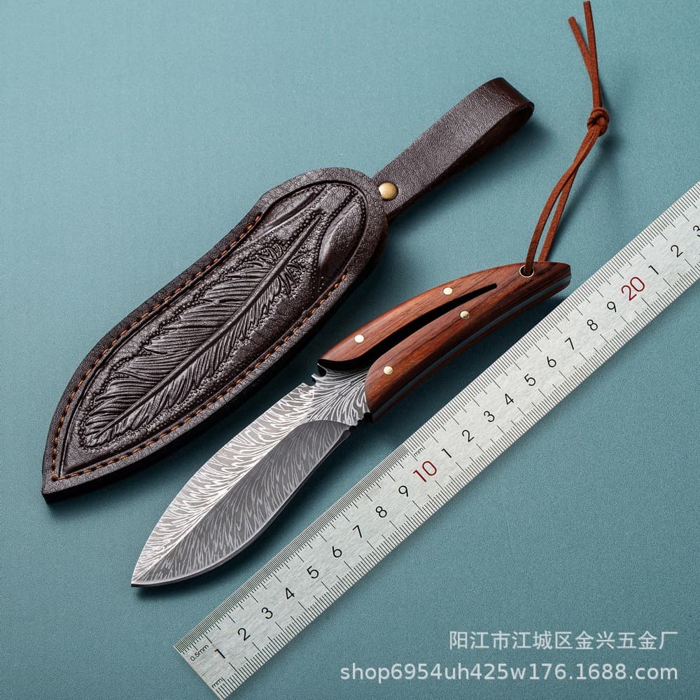 New Lingyu Outdoor Knife Yangjiang Knife Sharp High Hardness Small Straight Knife Wilderness Survival Knife Handle Meat Knife