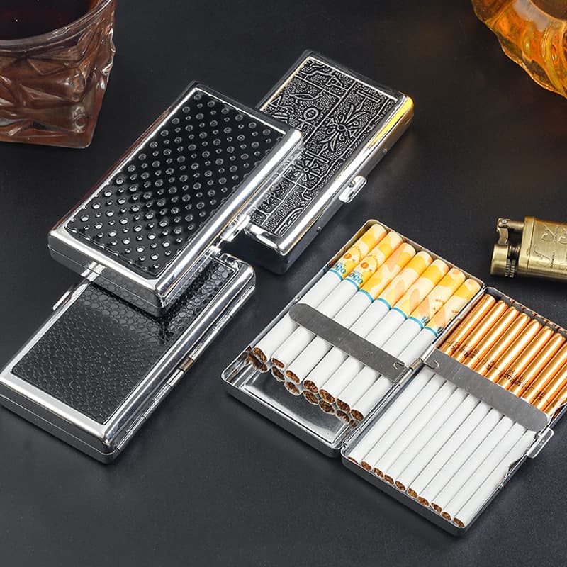 10cm Thick, Medium, and Thin Tri-function Extended Metal Cigarette Case, Portable Cigarette Case with Metal Clip, Pressure-resistant and Moisture-proof, for Men's Smoking Accessories