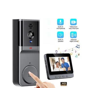 M16S Smart Video Doorbell with Screen Wireless Electronic Peephole Camera Intercom Recording No Drilling Required