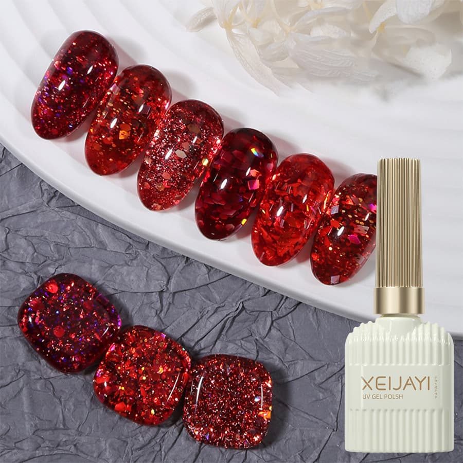 Flashy Diamond Fragrant Rose Nail Art Gel White Enhancing Transparent Red Nail Polish for Professional Use in Nail Salons
