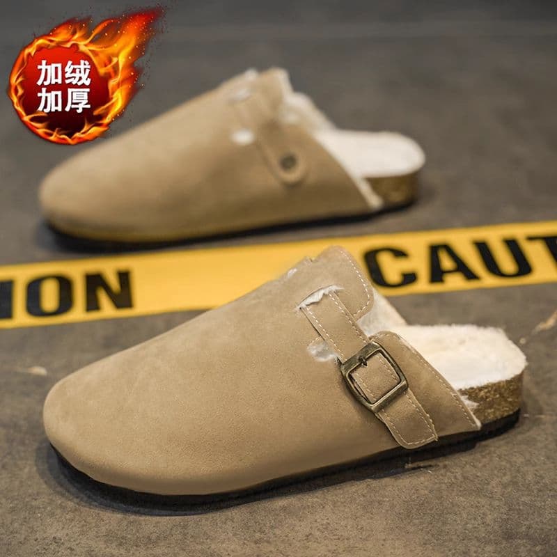 2024 Birkenstock New Men's Enclosed Toe Slippers Couples Outdoor Winter Shoes Women's Mules Fleece-Lined Autumn/Winter Special