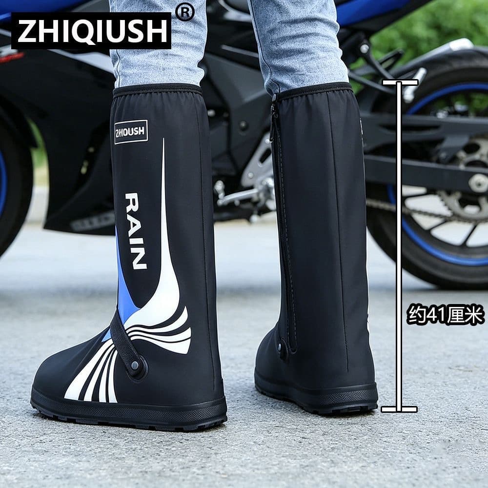 Riding High-Top Rain Shoe Covers Outdoor Thick Waterproof Sandproof Rain Boot Covers Unisex Anti-Slip Wear-Resistant