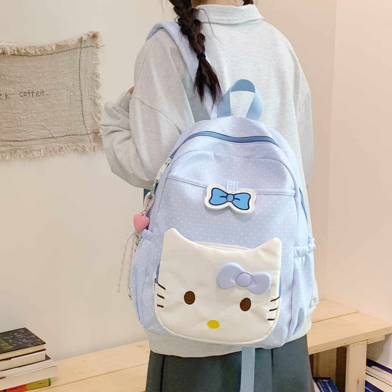 Ins Cute Korean Style Cartoon Backpack for Girls, Middle School, High School, and Elementary Students, Grades 3-6, Double Shoulder Bag