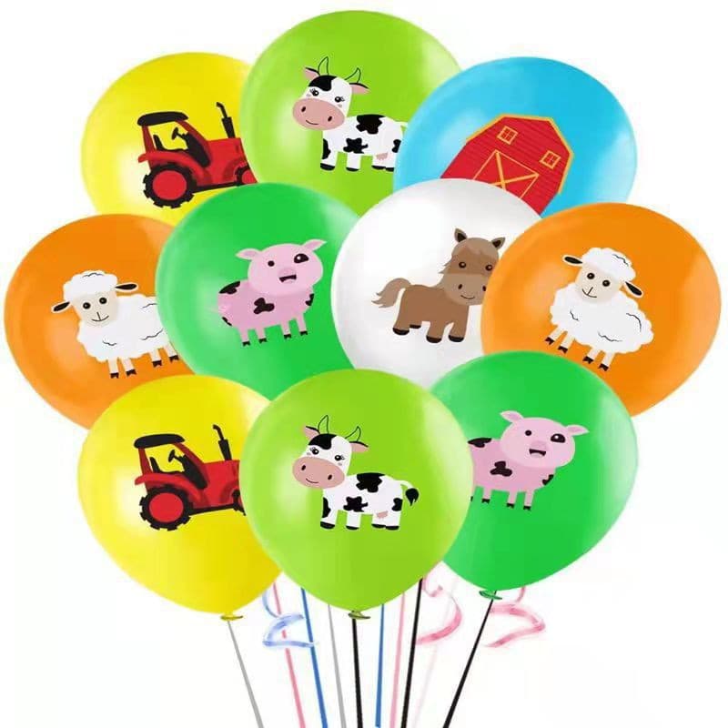 Farm Animal Theme Latex Balloon Set Baby Birthday Party Decoration Ranch Cow