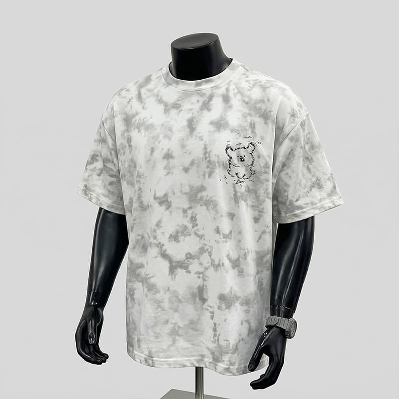 American vibe tie-dye short-sleeved T-shirt for men in summer new trendy brand dirty Salona trendy loose half-sleeved T-shirt