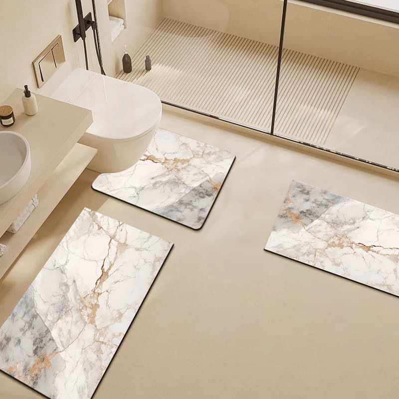Bathroom Mat U-Shaped Toilet Foot Mat Non-Slip 3-Piece Set Diatom Mud Absorbent Pad Home Toilet Carpet