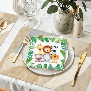 Animal Forest Pattern Tissue Paper for Birthday Party Decoration, DIY Handmade Creative Paper Decoupage Napkins