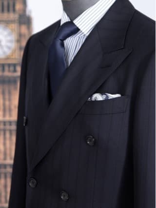 Men's suit navy striped handsome groom wedding dress corporate executive professional attire imported from Italy