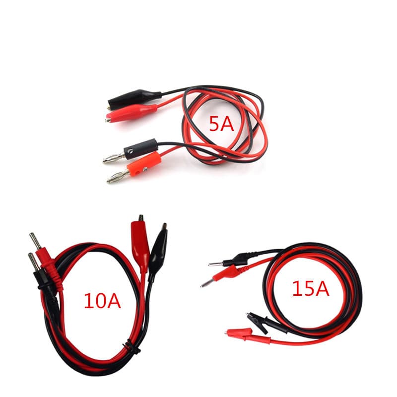 DC Power Test Lead 5A Red and Black Clip Wire 10A Output Cable 15A Pure Copper Wire with Alligator Clip Banana Plug
