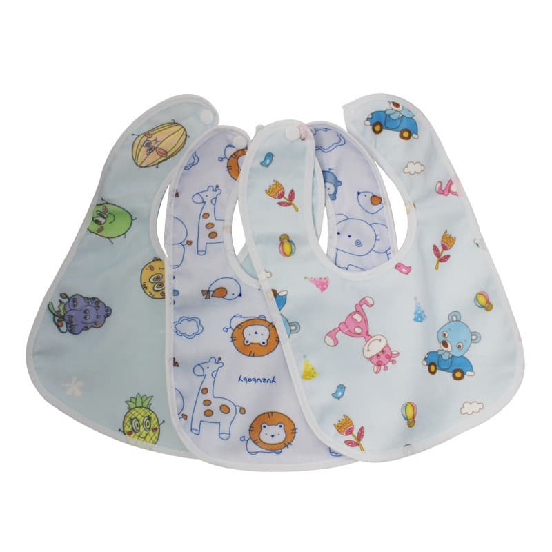 Anti-seepage children's saliva towel bib baby cartoon bib Crystal super soft bib double layer baby saliva towel