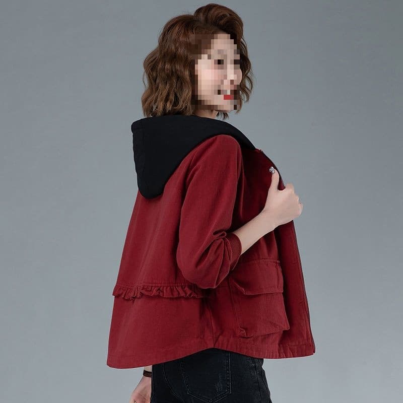 Women's Hooded Jacket Spring New Arrival Middle-aged Mom Fashionable Age-reducing Loose Cotton Spring Autumn Short Coat