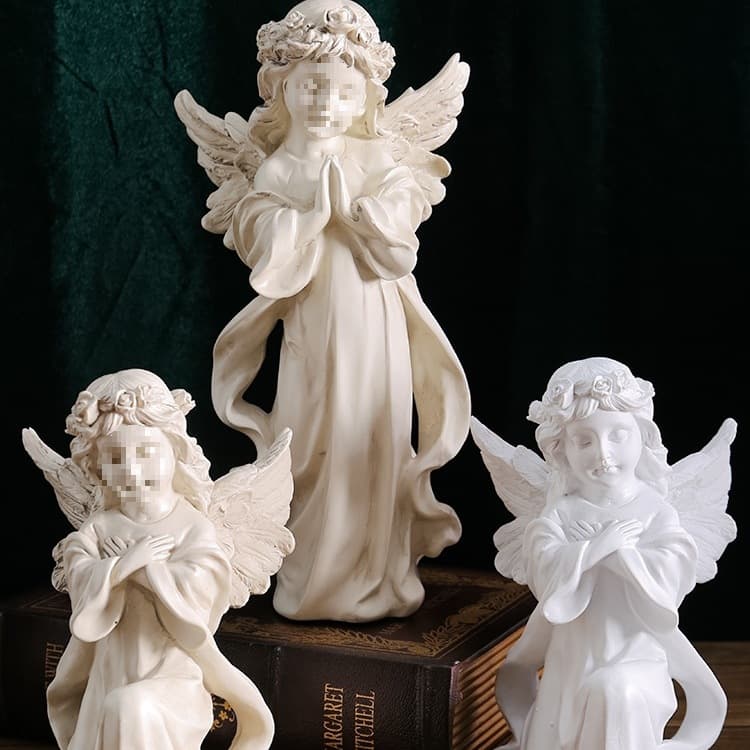 European Retro Angel Figurine American Resin Plaster Statue Sculpture Little Angel Girl Desktop Decoration Prop