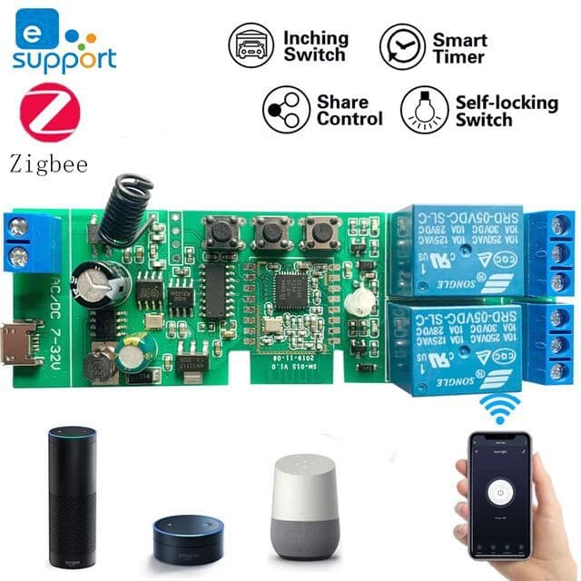 Zigbee Smart Module Switch Tuya Zigbee Two-Way Switch Electric Self-Locking Modification Kit Supports Alexa