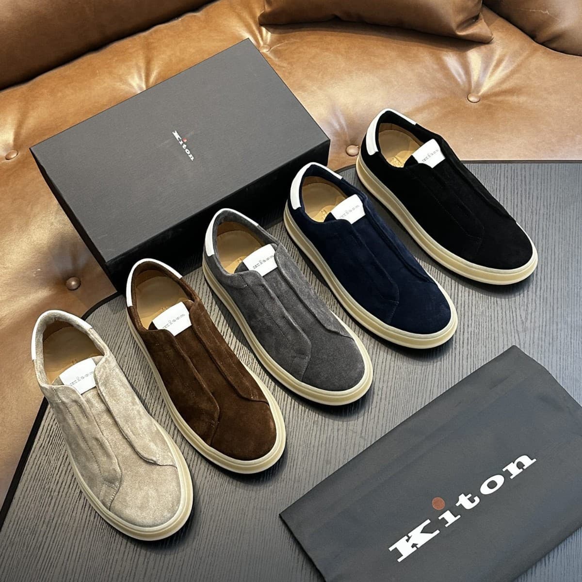 Men's Genuine Leather Sports Casual Shoes Fashion Trendy Brand Elastic Band Comfortable Versatile Slip-On Men's Shoes Custom OEM KT