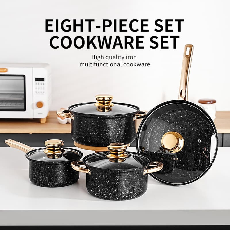Medical stone gold handle soup pot cooking pot nonstickpot cookware set non-stick pot pot set