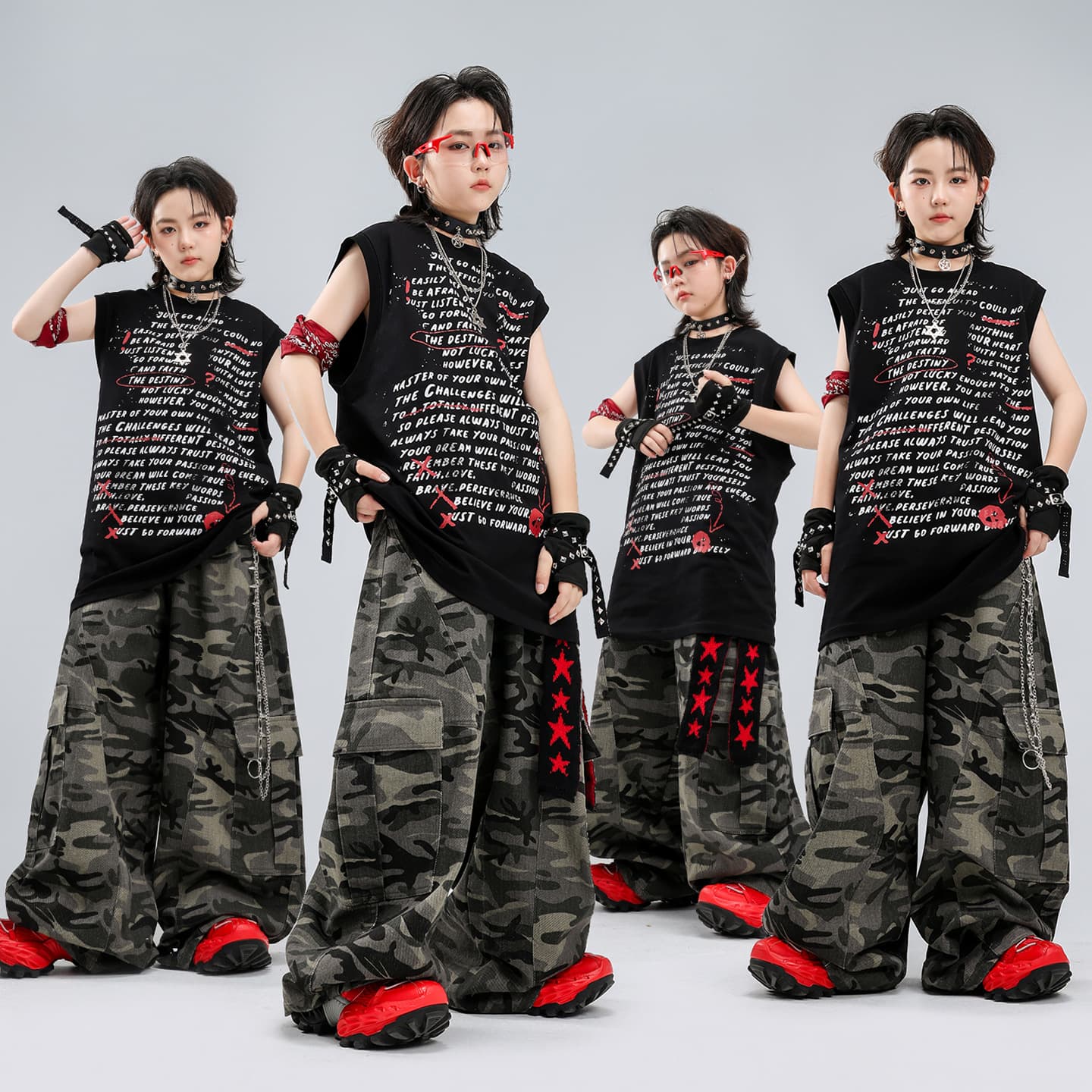 Street dance children's trendy clothing boys' hip hop street jazz catwalk performance children's hiphop dance cool and handsome performance clothing