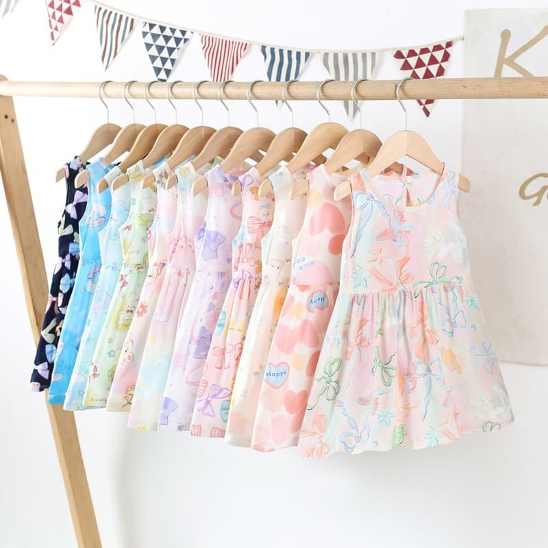 Girls' Summer Clothing 2026 New Style Camisole Dress Baby Girl Cotton Silk Dress Children's Floral Dress Children's Dress