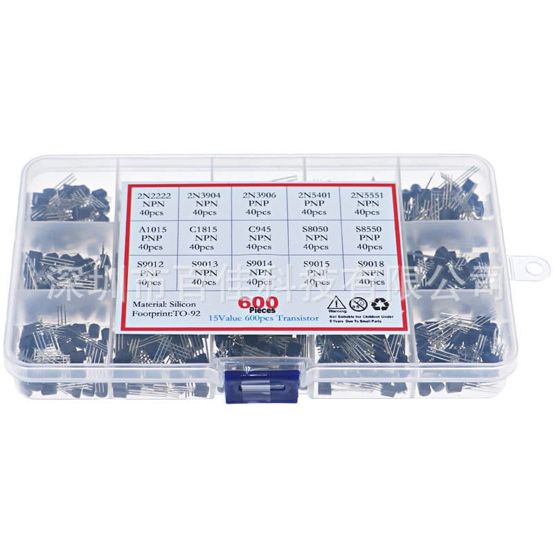 15 types, 600 transistor boxes in total, TO-92, with 15 compartments.