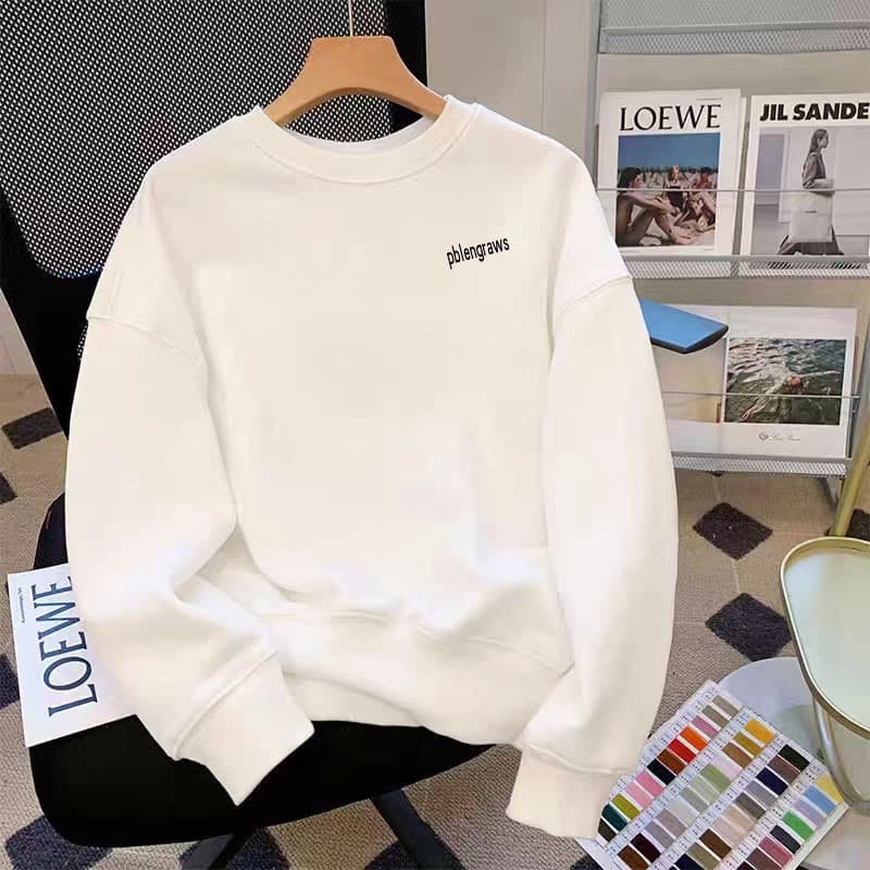 Spring/Autumn New Cotton Round Neck Sweatshirt Terry Lining Base Layer Men Women Casual Solid Color Sports Couple Top Wholesale