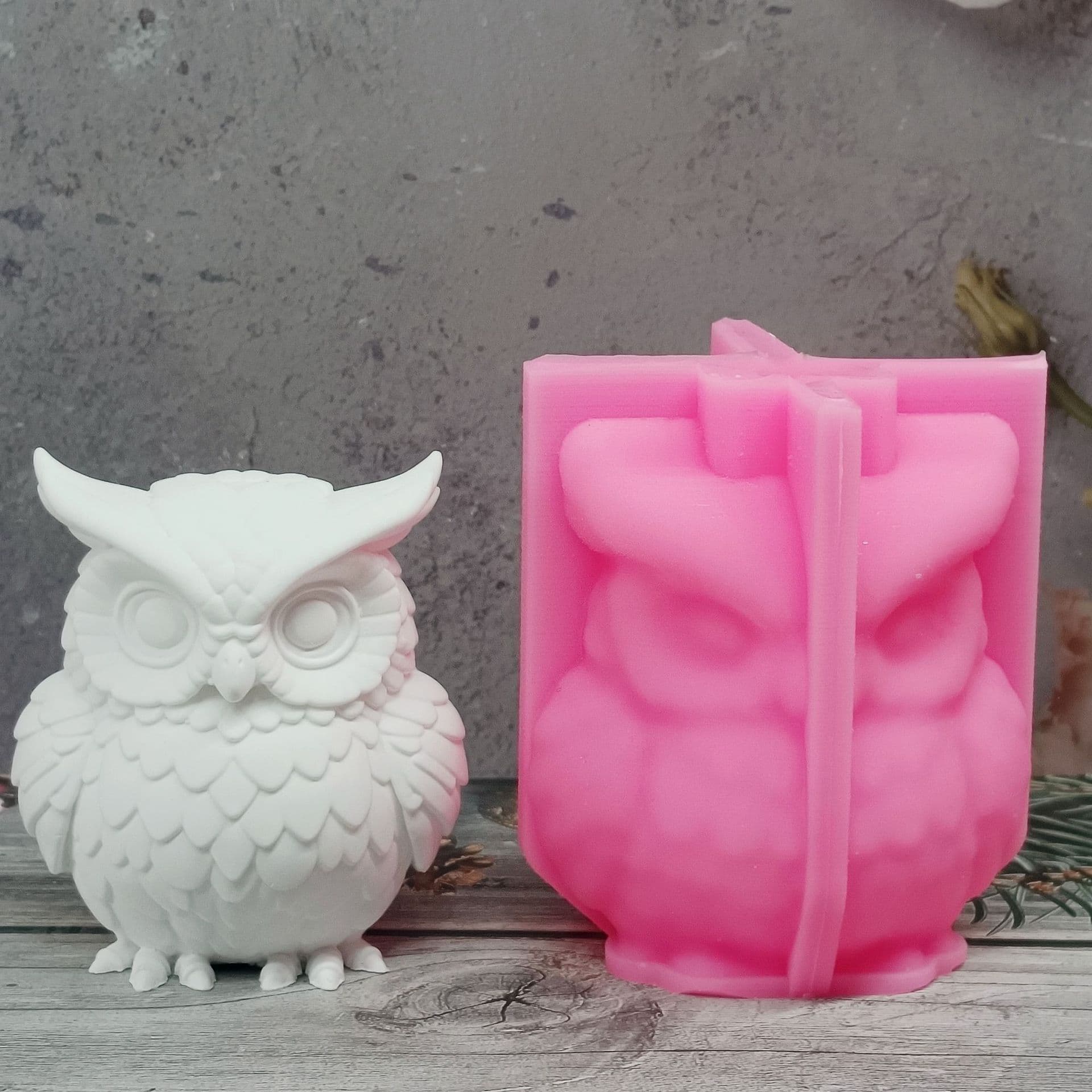 Owl ornament mold ornament candle plaster DIY plaster ornament candle holder silicone mold W1270