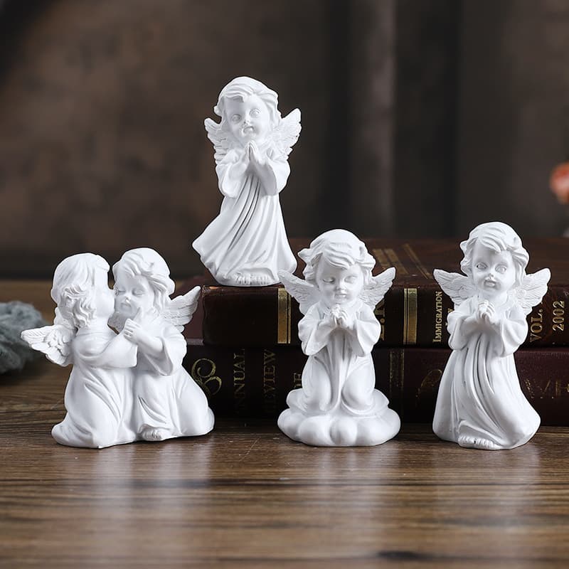 Nordic pure white little angel ornaments mini ornaments home bedroom desk shop background decoration angel ornaments