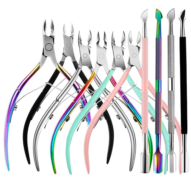 Stainless Steel D501 Easy-Cut Cuticle Nipper for Nail Technicians, Double-Edge Sharpened, Steel Pusher for Hangnails