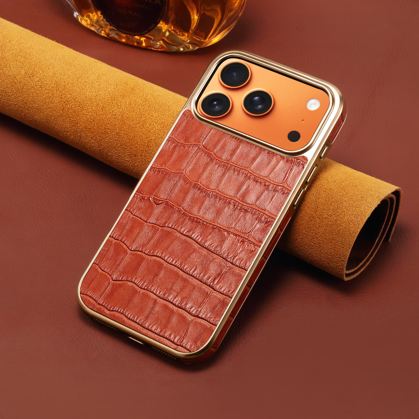 Denior Is Suitable for iPhone 17 Pro Max Crocodile Pattern 16 Plus Genuine Leather Air Phone Case Protective Cover 13 Pro