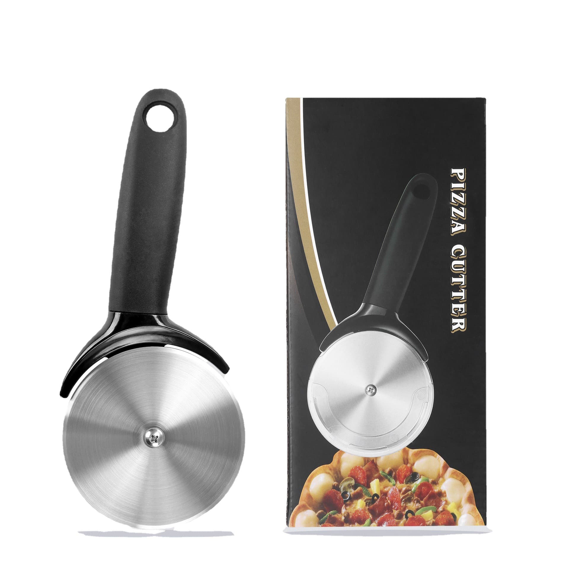 Color Box Pack with Protective Cover Stainless Steel Multi-functional Dough Divider Plastic Handle Pizza Wheel Cutter Kitchen Tool