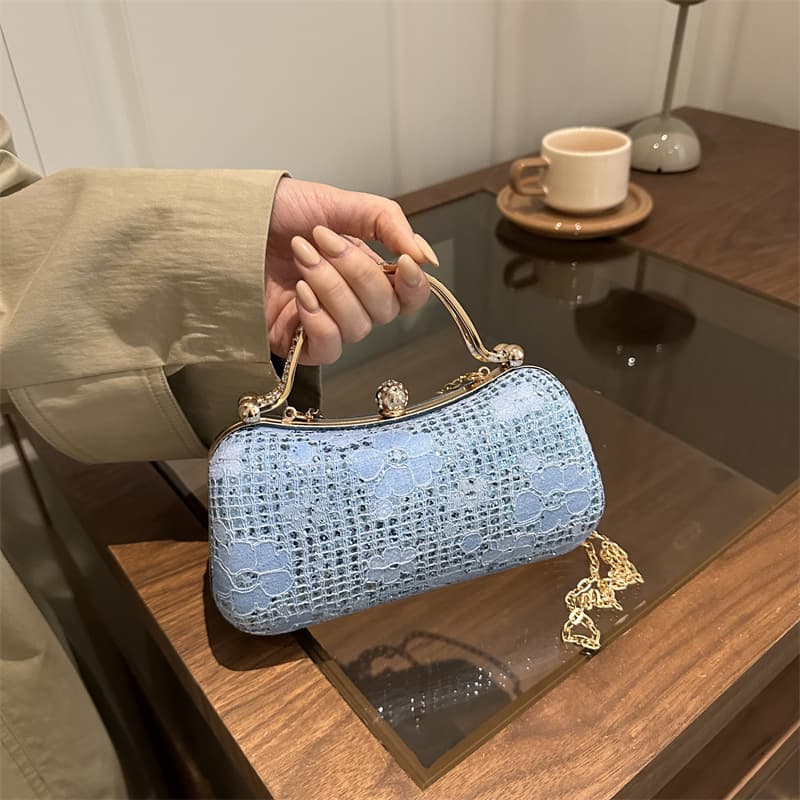 Cross-Border Evening Bag New Season Fashion Chain Women's Shoulder Bag Crossbody Textured Acrylic Handle Box Bag