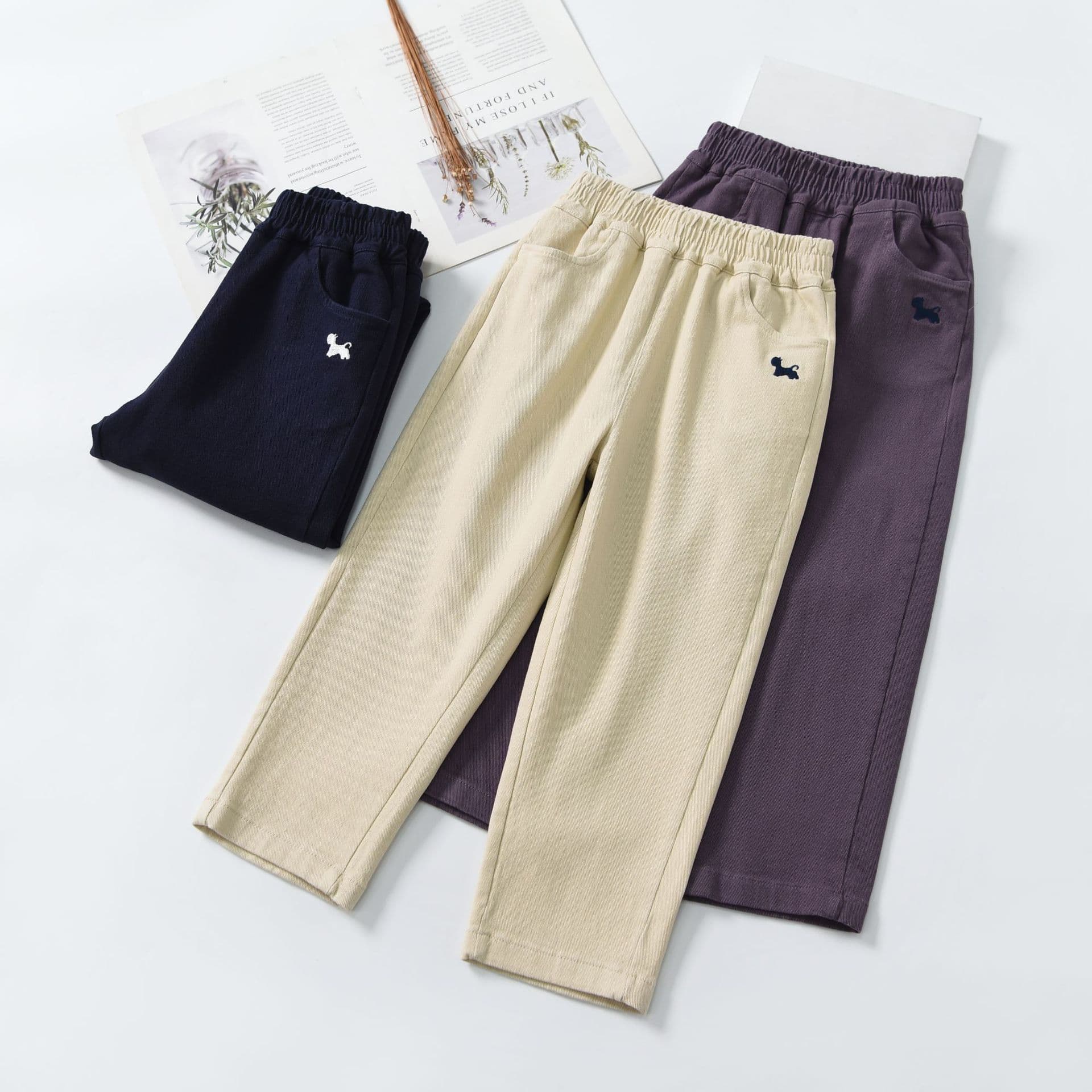 2026 New Girls' Sports Pants Children's Washed Cotton Carrot Pants Small Foot Pants Girls' Pants One Piece Dropshipping