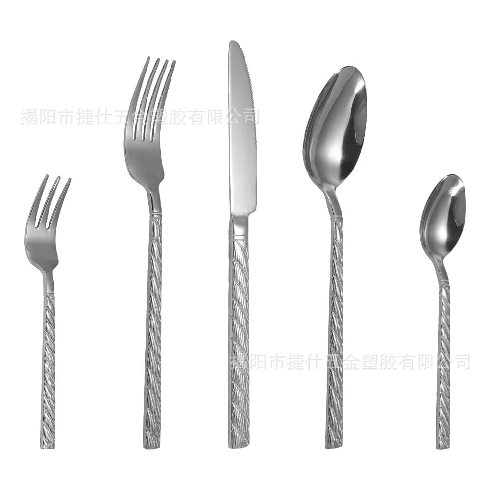 Cross-border Stainless Steel Rope Pattern Cutlery Set Steak Knife Fork Spoon Hotel Restaurant Cutlery Set Export Factory