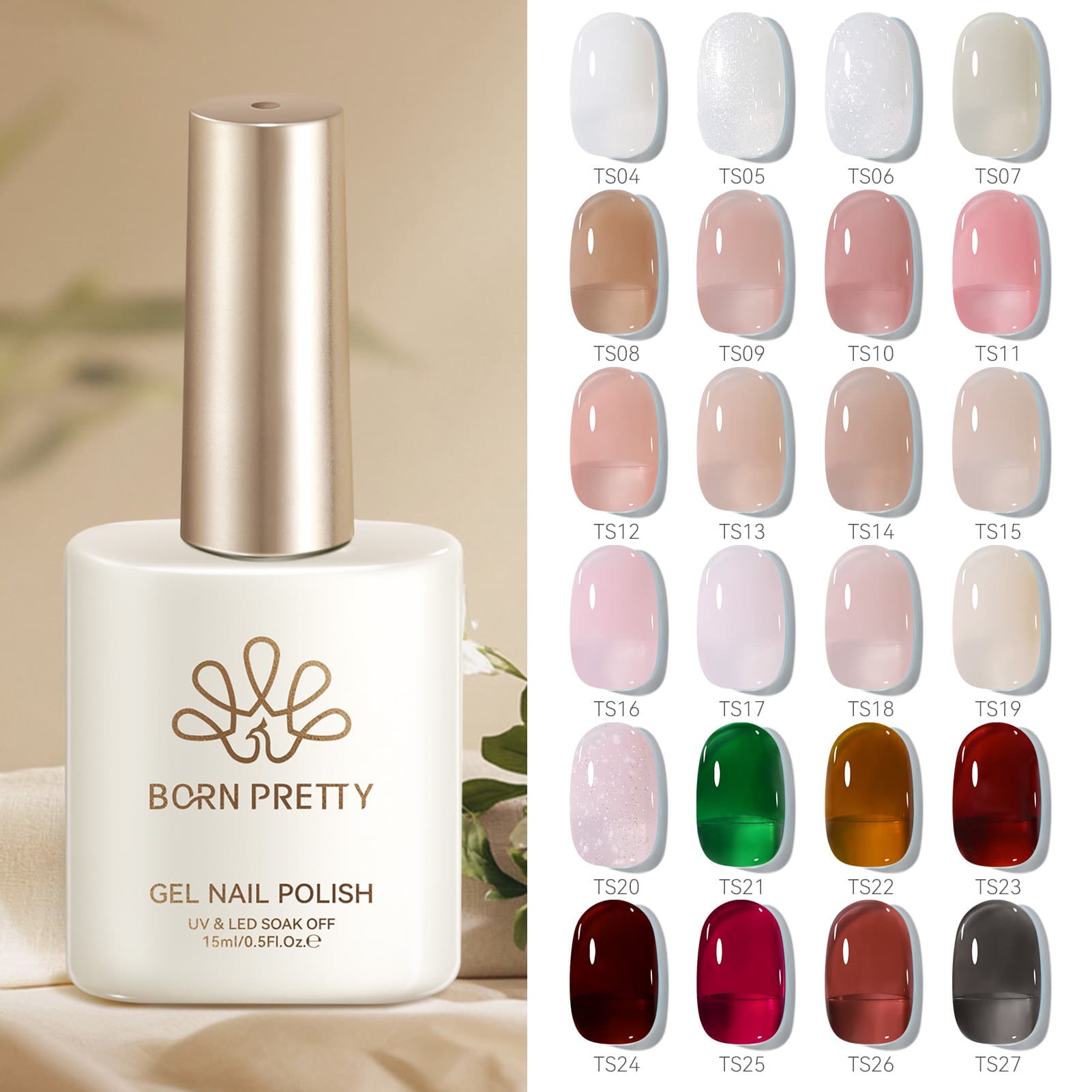 BORN PRETTY New Ice-Transparent Nail Gel Polish, Sheer Versatile Gradient Solid Color Nail Art Gel Set