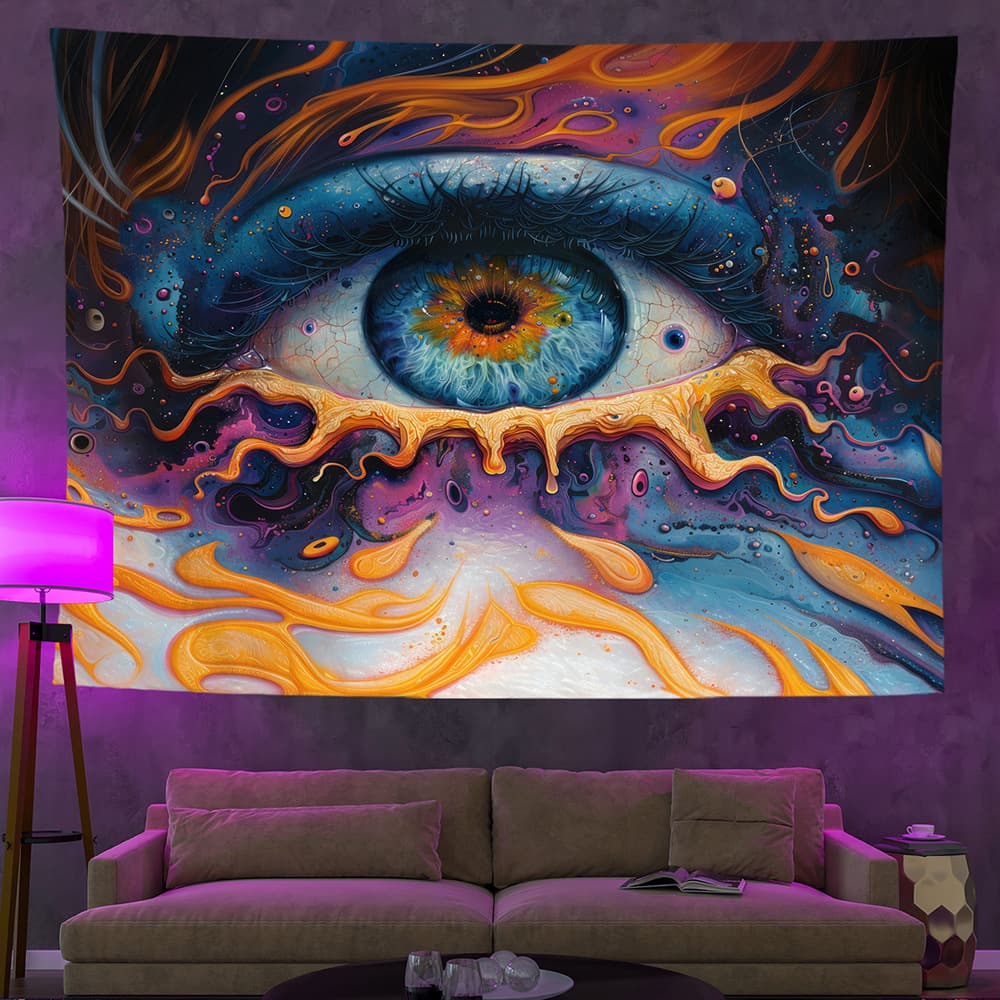Cross-border atmospheric tapestry fluorescent UV printed luminous tapestry bedroom decoration hanging cloth background cloth