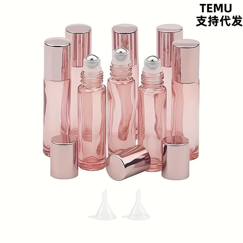 Cross-Border Hot-Selling 5Ml/10Ml Glass Bottles, Transparent Powder Roller Bottles, Refillable Bottles, Easy to Carry