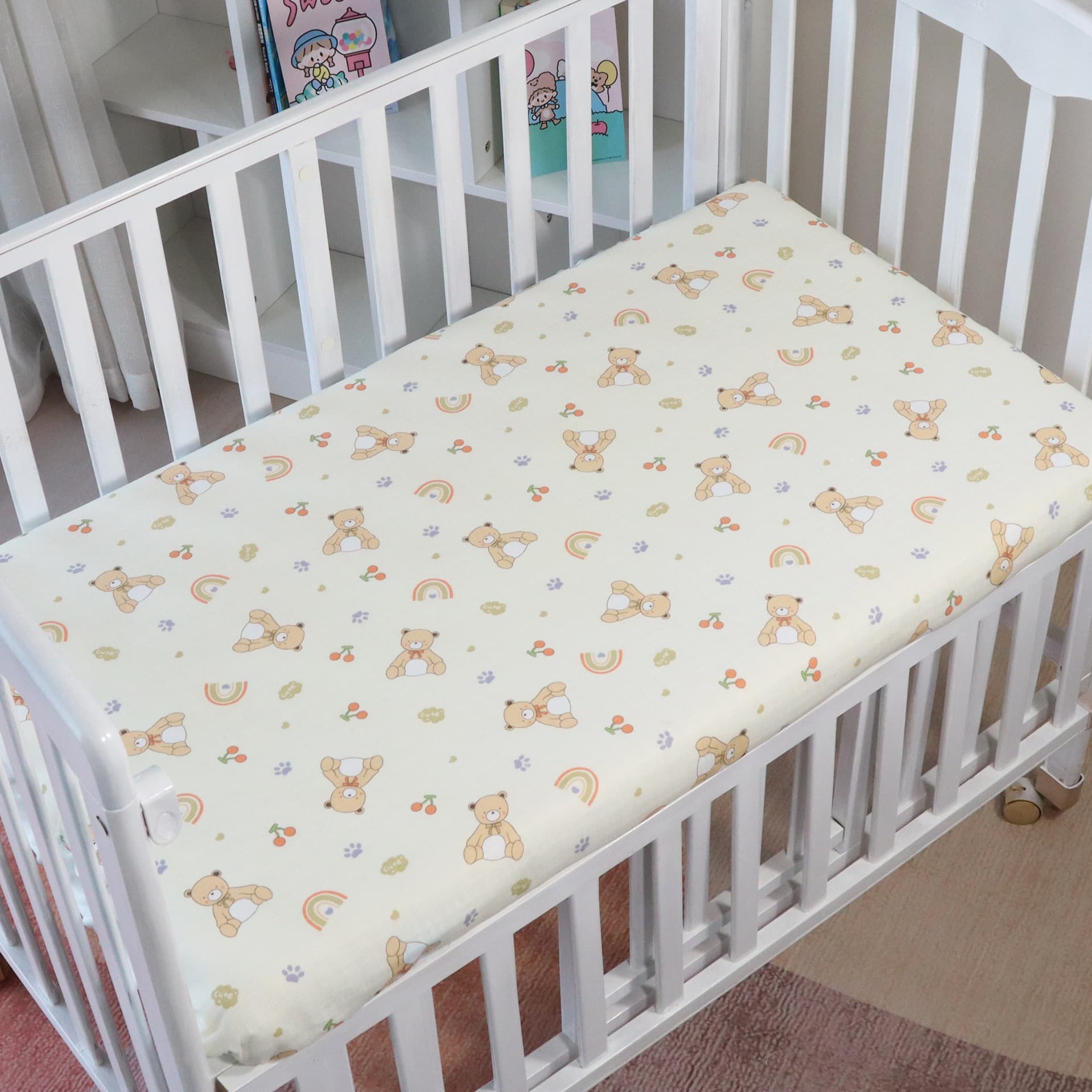 Children's Cotton Double-Layer Gauze Fitted Sheet, Baby Bed Sheet, Pure Cotton, Ins Style, Crib Cover, Mattress Pad Set, Wholesale for Export