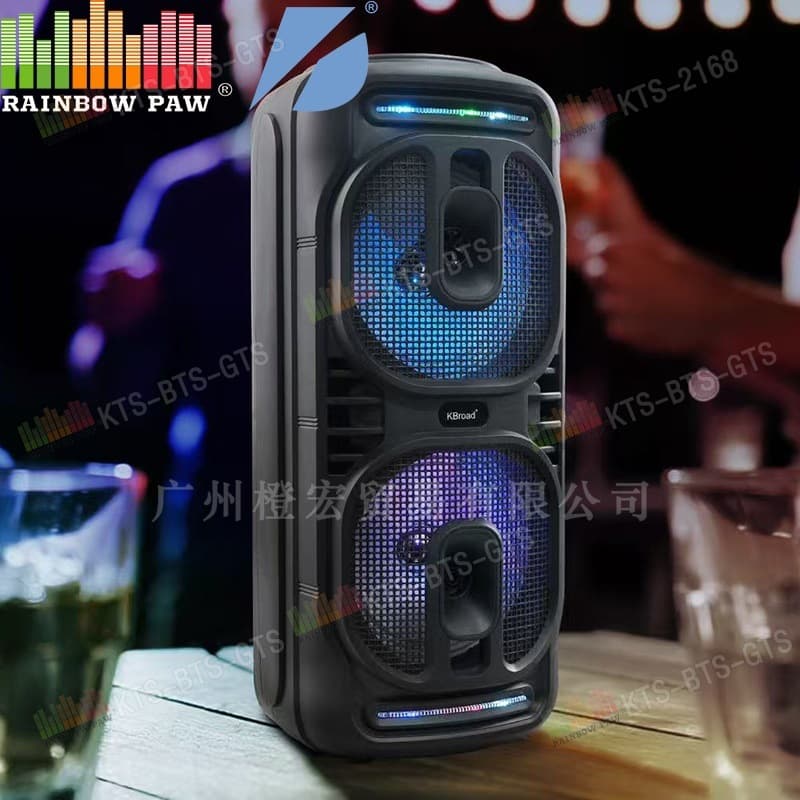 KTS GTS BTS Factory Wholesale KTS-2466 Dual 8-inch Bluetooth Speaker with Wireless Microphone