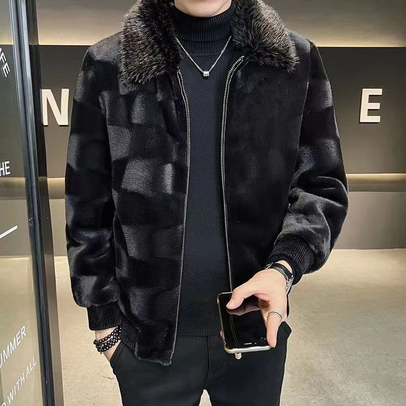 Haining Fur Coat for Men, Mink Fur Coat Whole Mink Simulated Mink Men's Winter Golden Mink Velvet Coat Manufacturer
