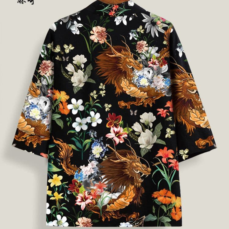 Guochao Tiger Print Cape Jacket Men's Ins Loose Oversize Thin Windproof Sun Protection Haori Shirt Shawl