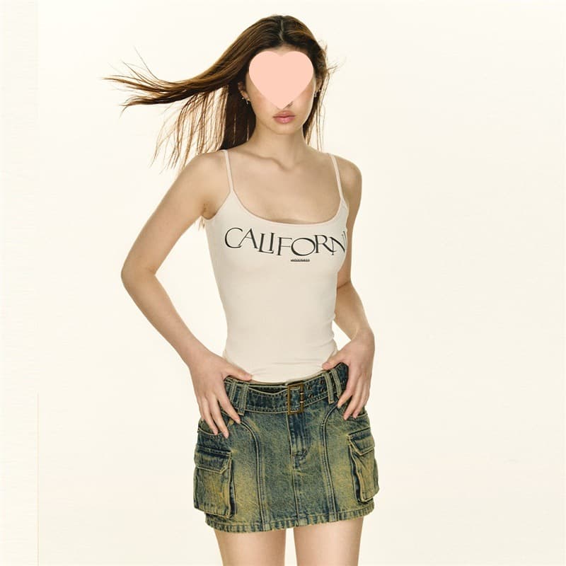 Ariseism American Retro Camisole 2025 Summer New Yellow Vest Dopamine Style Backless