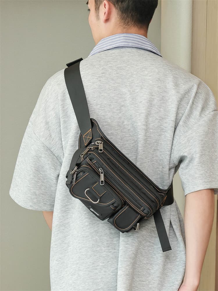 New Men's Casual Outdoor Waist Bag Multifunctional Oxford Cloth Chest Bag Waist Bag Factory Wholesale Sports Small Waist Bag