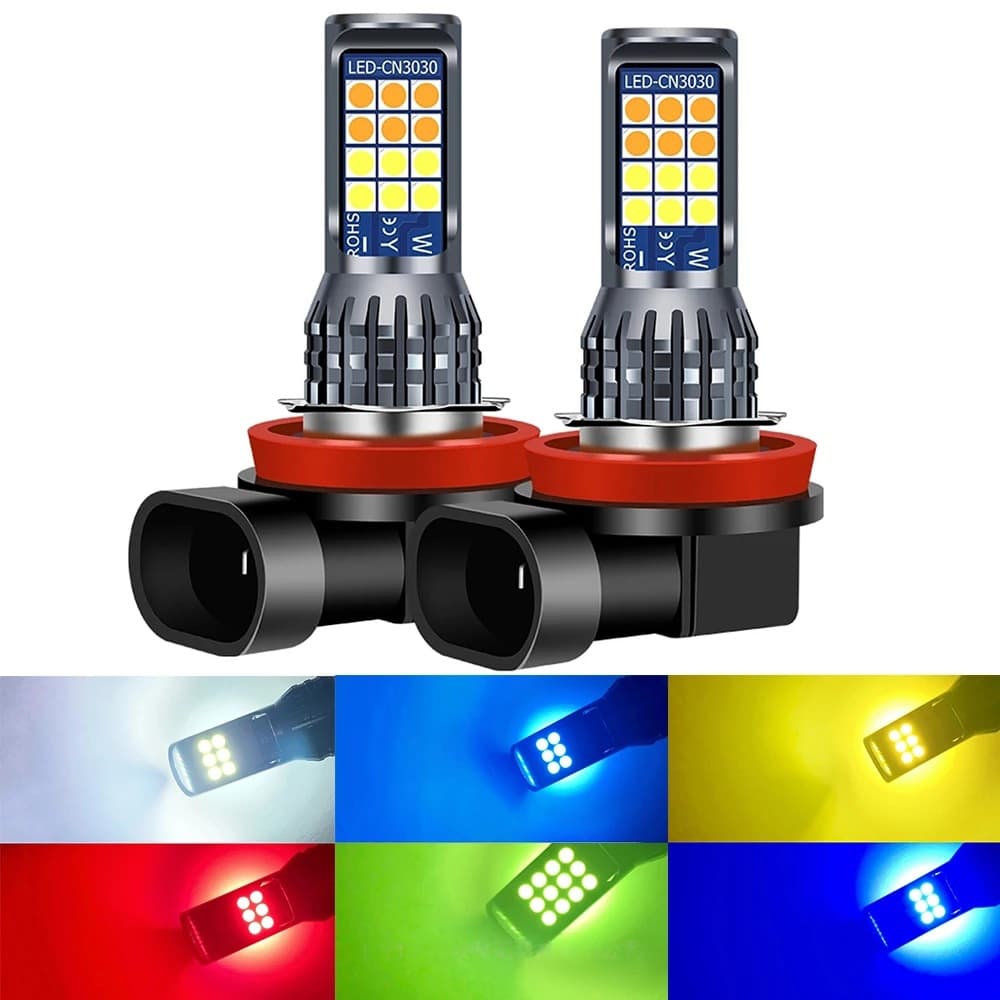 Cross-border Hot Selling Dual Color LED Fog Light 24SMD 9006 H11 H16 P13W H4 H7 Car Front Fog Light