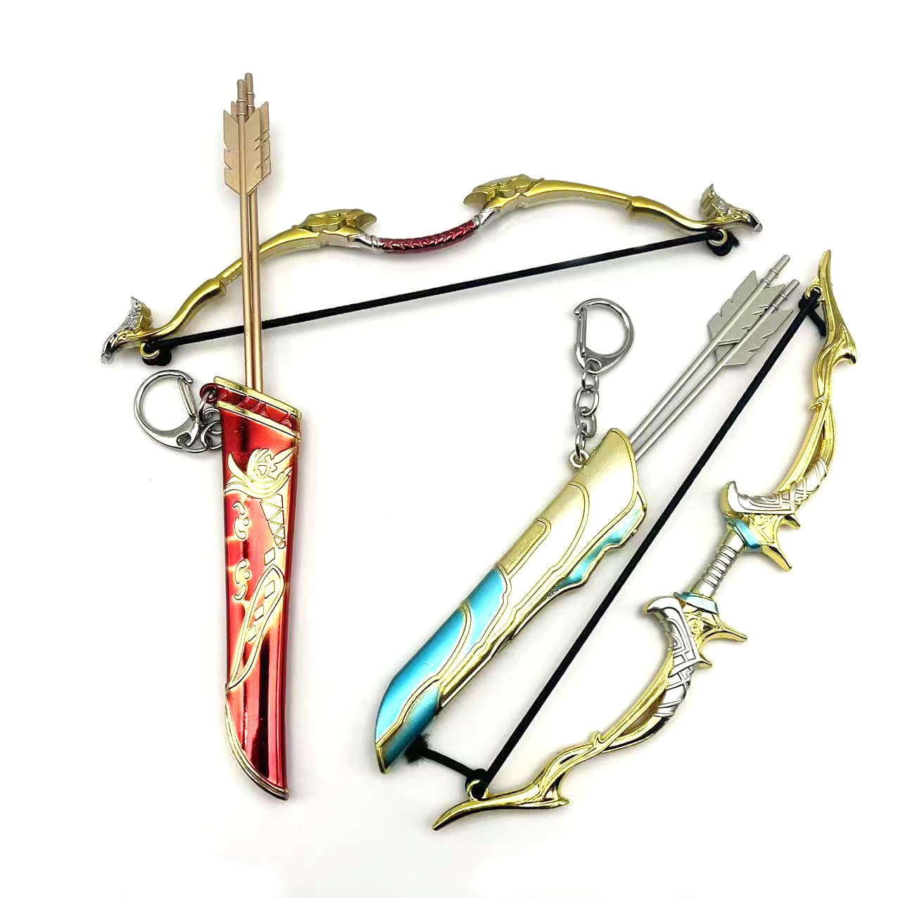 Bow and arrow three-piece set with quiver 19mm Galataihua ritual bow Morigan bow and arrow metal alloy weapon