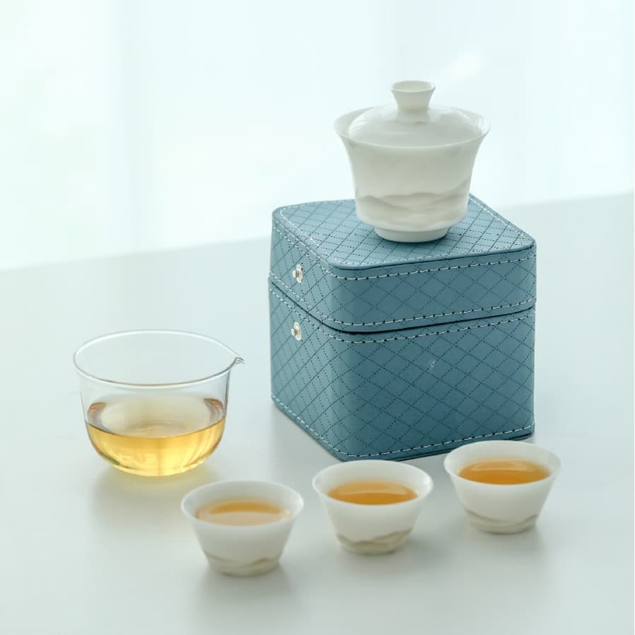 Mutton Fat Jade Porcelain Guanshan Quick Travel Tea Set Portable Set Glass Fair Cup High-end Ceramic Gift Logo