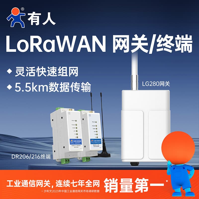 USR LoRa DTU Module WAN Data Transmission Terminal Rail-Mounted Point-to-Point USR-DR206/216 Wireless