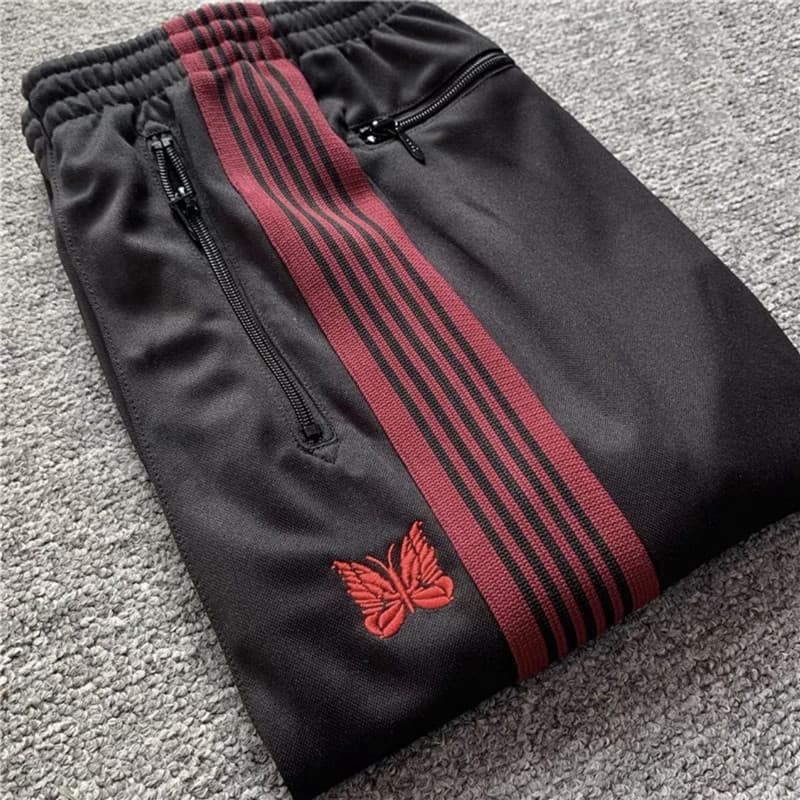 Needle Butterfly Pants Japanese Loose Fit Embroidered Butterfly Straight Leg Sweatpants Flowy Wide Leg Trousers Long Pants Streetwear